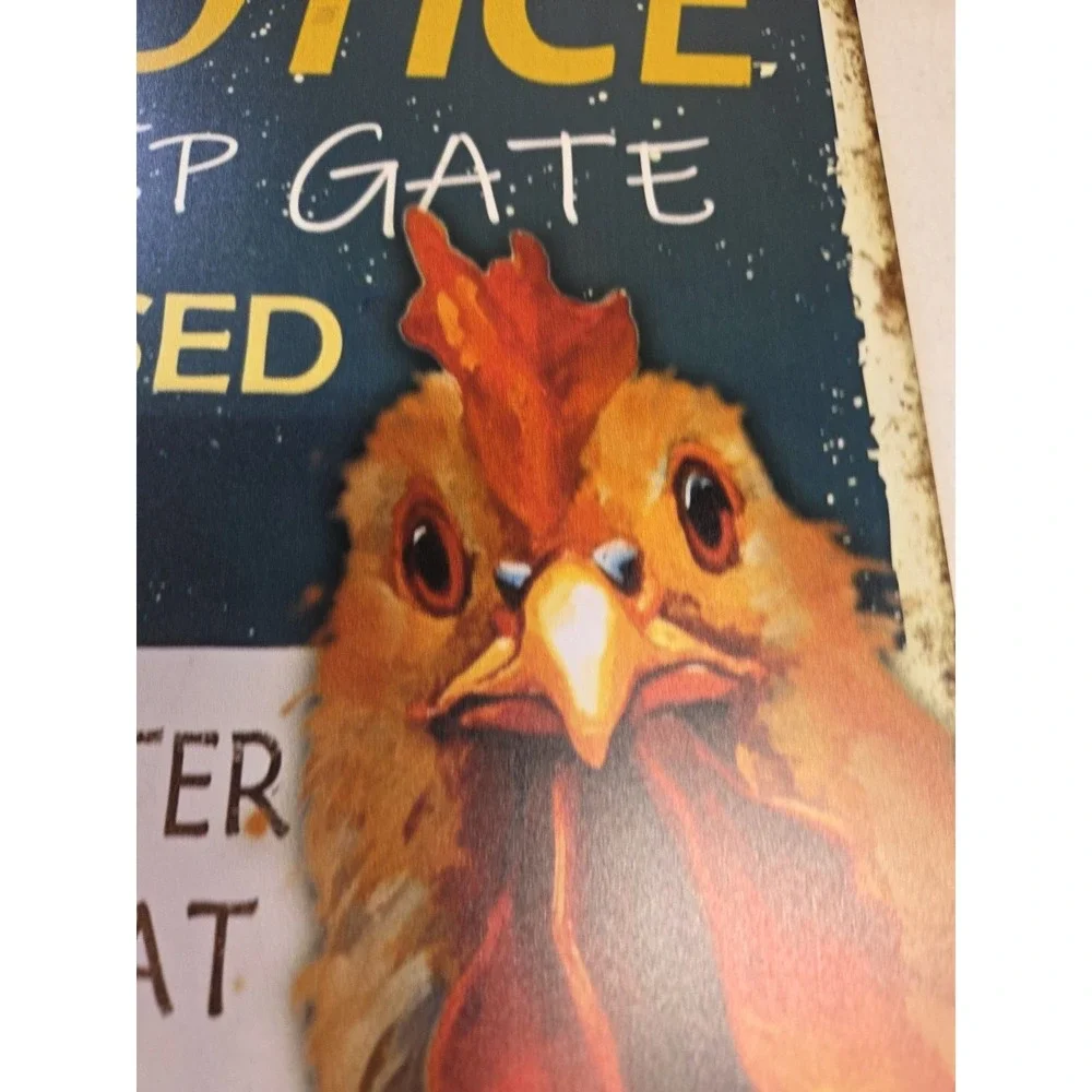Keep Gate‎ Closed Chickens Say Rustic-looking Metal Sign 8x12 Barn Farmhouse